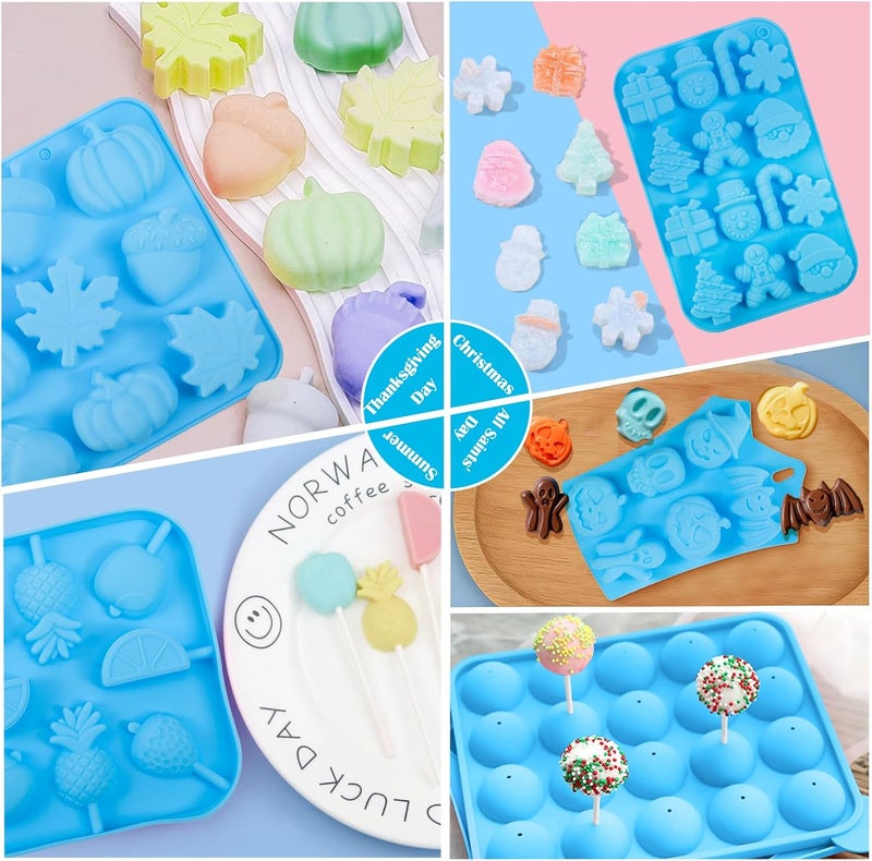 Ranchitel Cake Pop Maker Kit with Cake Pop Sticks Silicone Christmas Cake Pop Mold Cake Stand Chocolate Candy Melting Pot Lollipop Instructions Visual Recipe Cards Icing Piping Tips Cake Topper Baking Supplies - Image 5